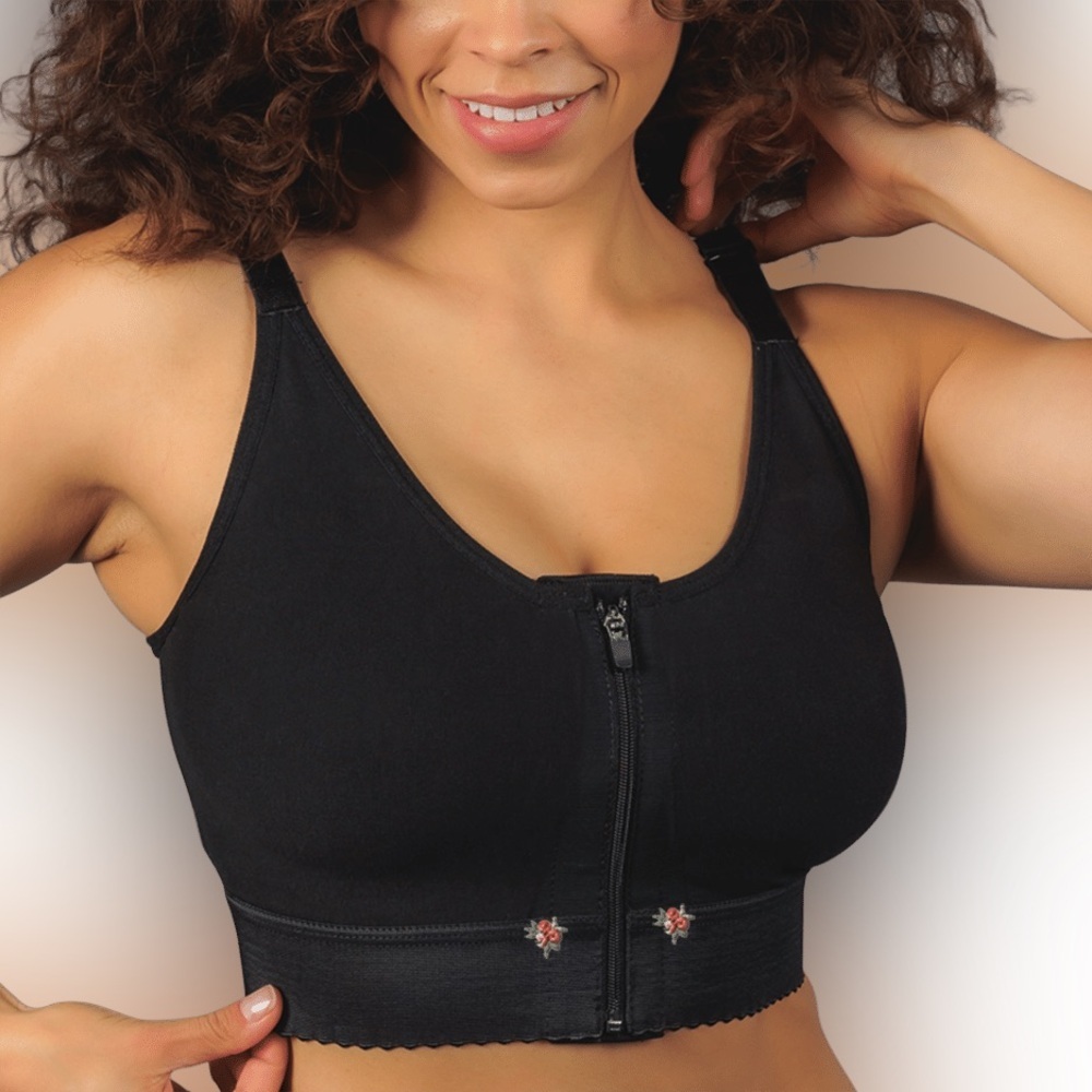 Design Veronique DV-b Front-Zippered Cotton Medical Sports Bra